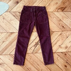American Eagle Outfitters Women Burgundy Corduroy Pants